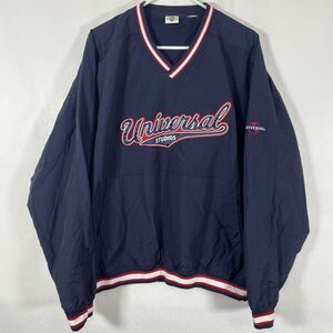Vintage Universal Studios V Neck Pullover Windbreaker Jacket Mens XXL 2XL Navy
